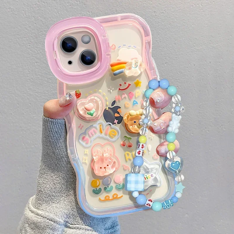 ตัวเลือกสินค้า สายคล้องมือถือพร้อมที่วาง 3D สายรุ้ง สำหรับ iPhone