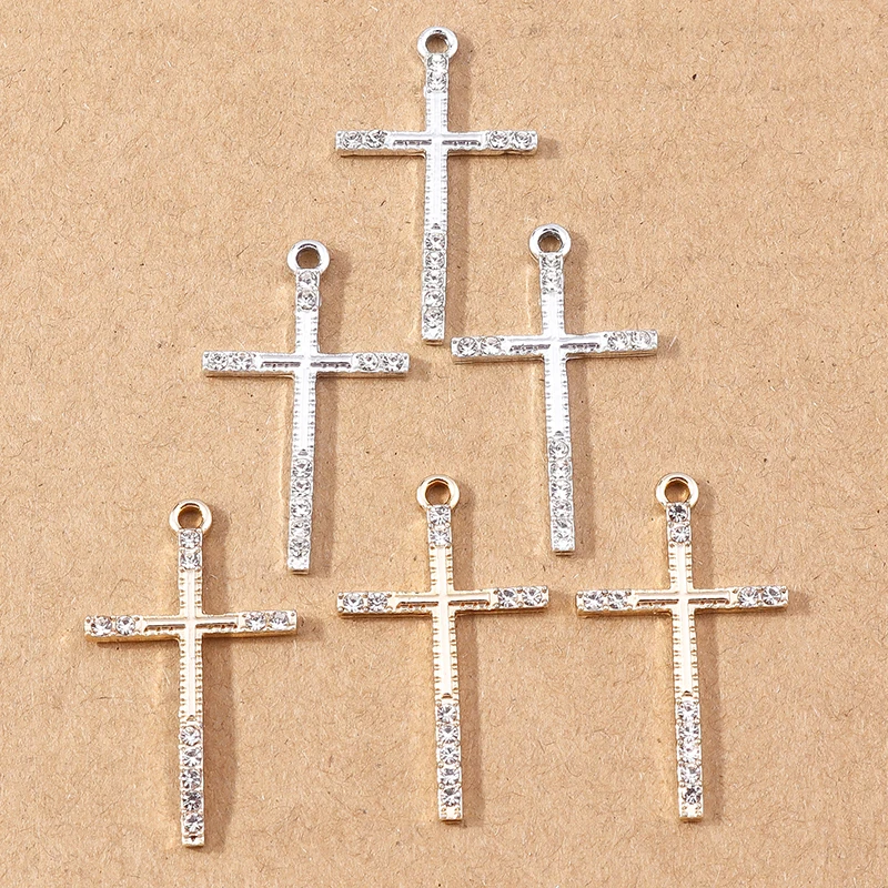 10 stücke Kristall Kreuz Charms Jesus religiösen Anhänger Charme für Schmuck Herstellung Ohrringe Halsketten Zubehör DIY Lieferungen – Detail 10