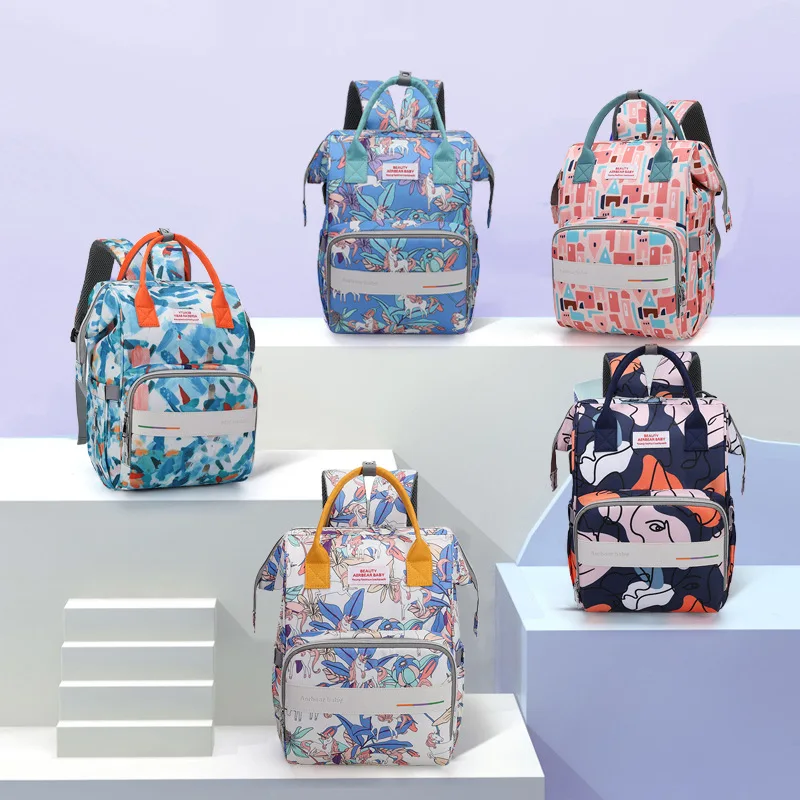 

Newborn Luxury Change Diaper Nappy Bag Waterproof Mom 2 In 1 Baby Backpack Usb Charging Bag Expanding Nursing Mummy
