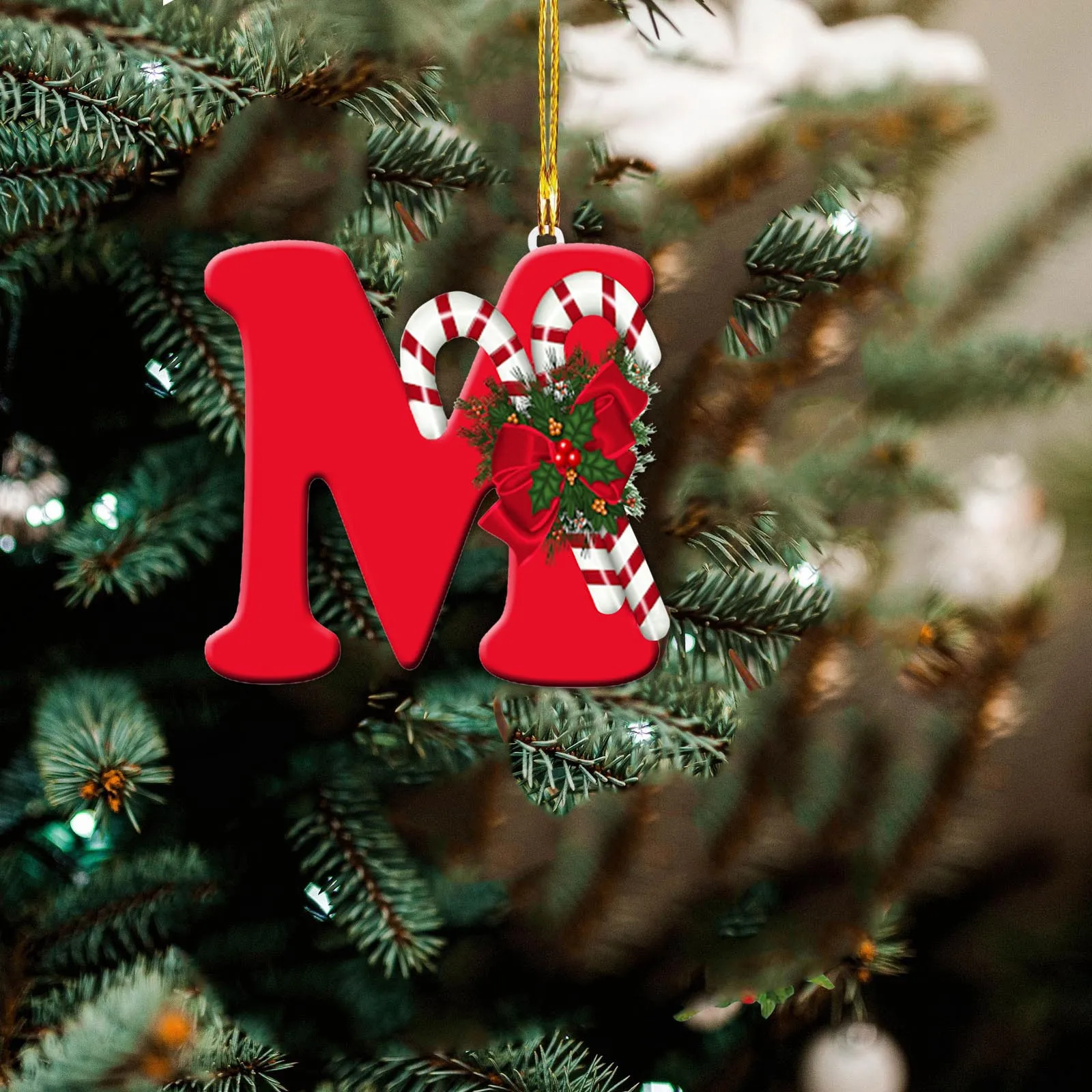thumbnail image 1 of Árbol de Navidad acrílico con palabras para colgar en la habitación, nuevo colgante navideño con 26 letras, adorno para árbol de Navidad, 1 of 5