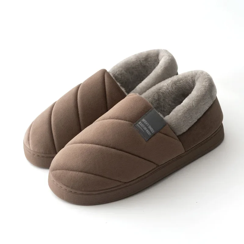 Big Size Women Men Couple Slippers Winter Warm Furry Slipper Comfortable Home Floor Shoes Indoor Bedroom Stripe Plush Slides