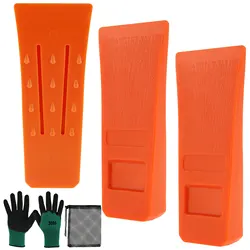 Durable Plastic Tree Cutting Wedges with Safety Gloves - Logging Supplies Chainsaw Accessories (3 - Pack) (Orange)