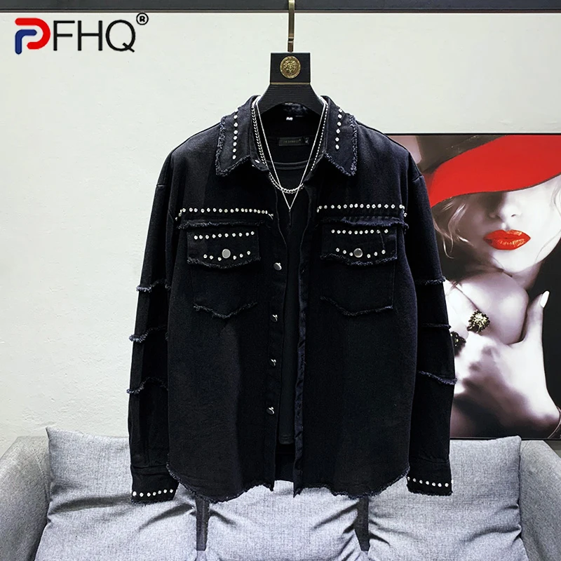 

PFHQ Rivet Metal Decorate Niche Design Men's Causal Jacket High Quality Street 2023 New Trendy Luxury Coat Free Shipping Stylish