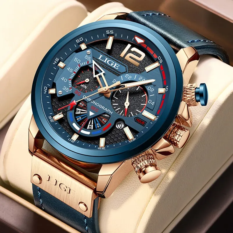 LIGE Orologio Uomo Acciaio - Cronografo Analogico Al Quarzo, Impermeabile 30M, Con Calendario - Idea Regalo Lavoro E Svago