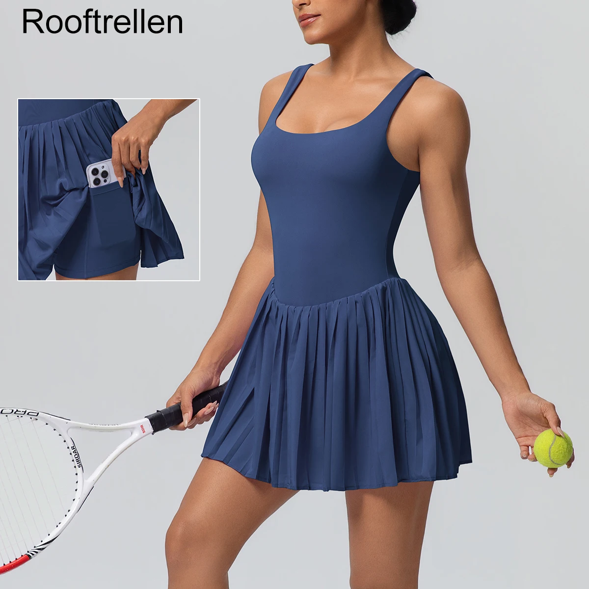 New Lifting Sports Jumpsuit Tennis Skirt With Pockets Yoga Womens Dresses Breathable Naked Feel Backless Female Sportswear