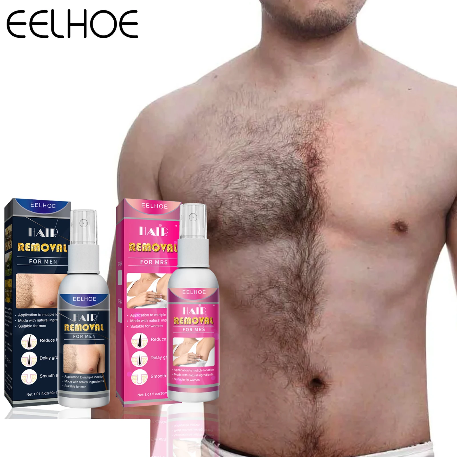 30ml Painless Permanent Hair Removal Spray Women Men Bikini Intimate