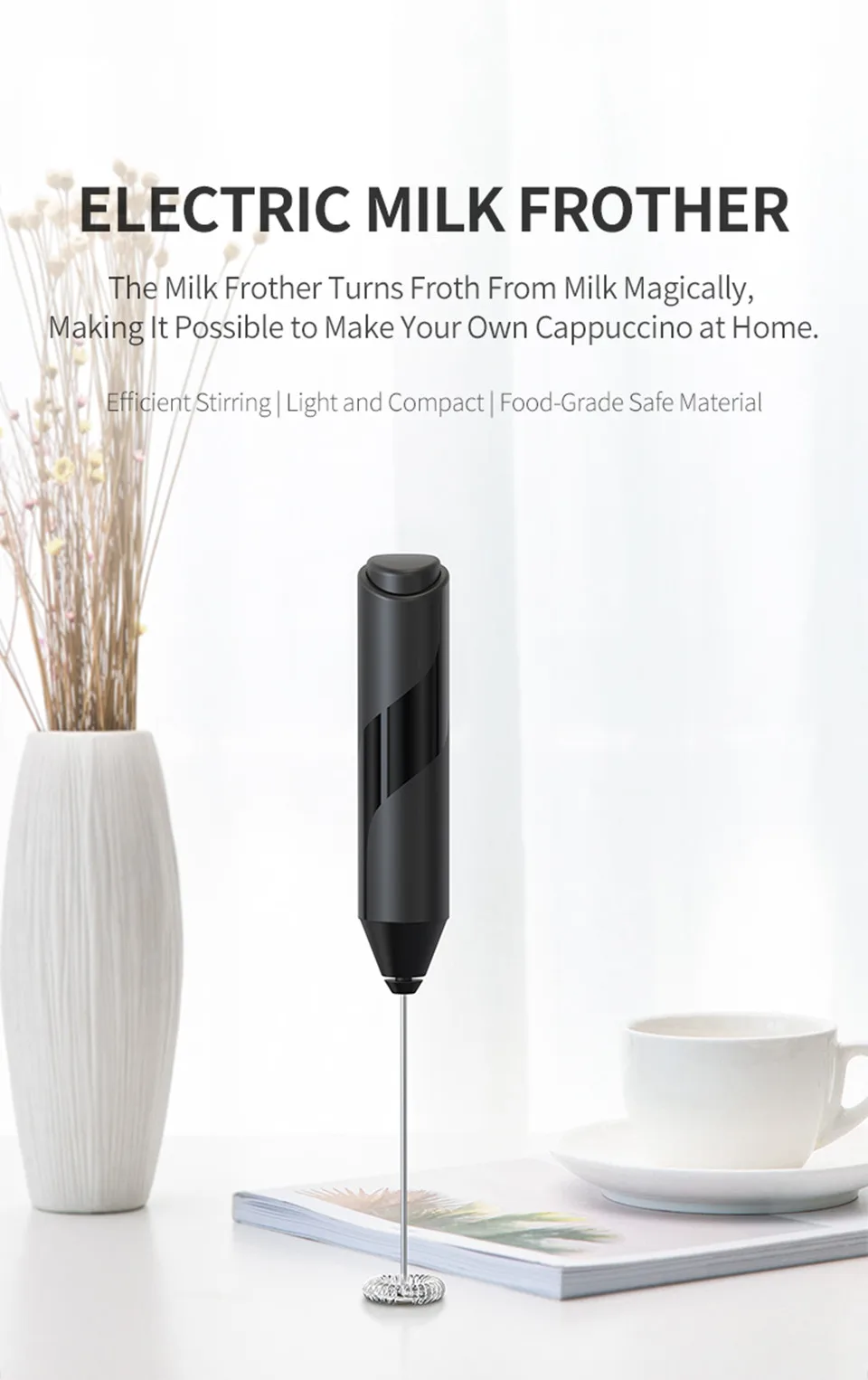 Description Picture 2 of itemMilk Frother Handheld Mixer Foamer Coffee Maker Egg Beater Chocolate/Cappuccino Stirrer Mini Portable Blender Kitchen Whisk Tool