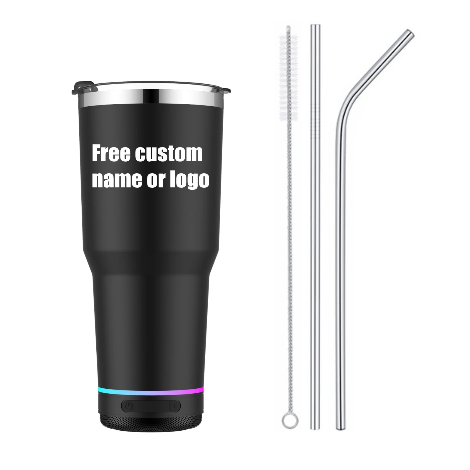 

30oz Travel Music Tumble Speaker Water Bottle USB Termos Coffee Mug Water Cup Stainless Steel Thermos Free Custom name
