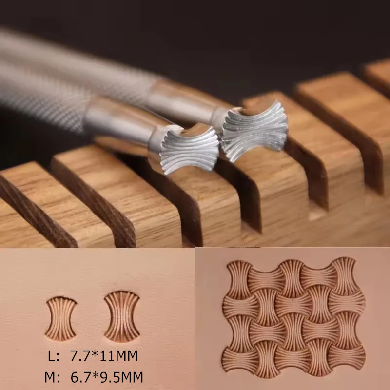 304 Stainless Steel Leather Stamping Tool Used For Leather Carving DIY Metal Punch With Woven Pattern Embossed Metal Seals