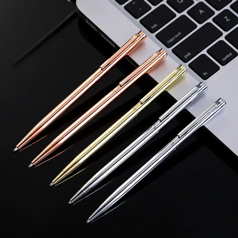 로즈 골드 메탈 볼펜, 커스텀 로고, 학교 및 사무 용품, 비즈니스 선물, 레터링 이름 각인, 100 개