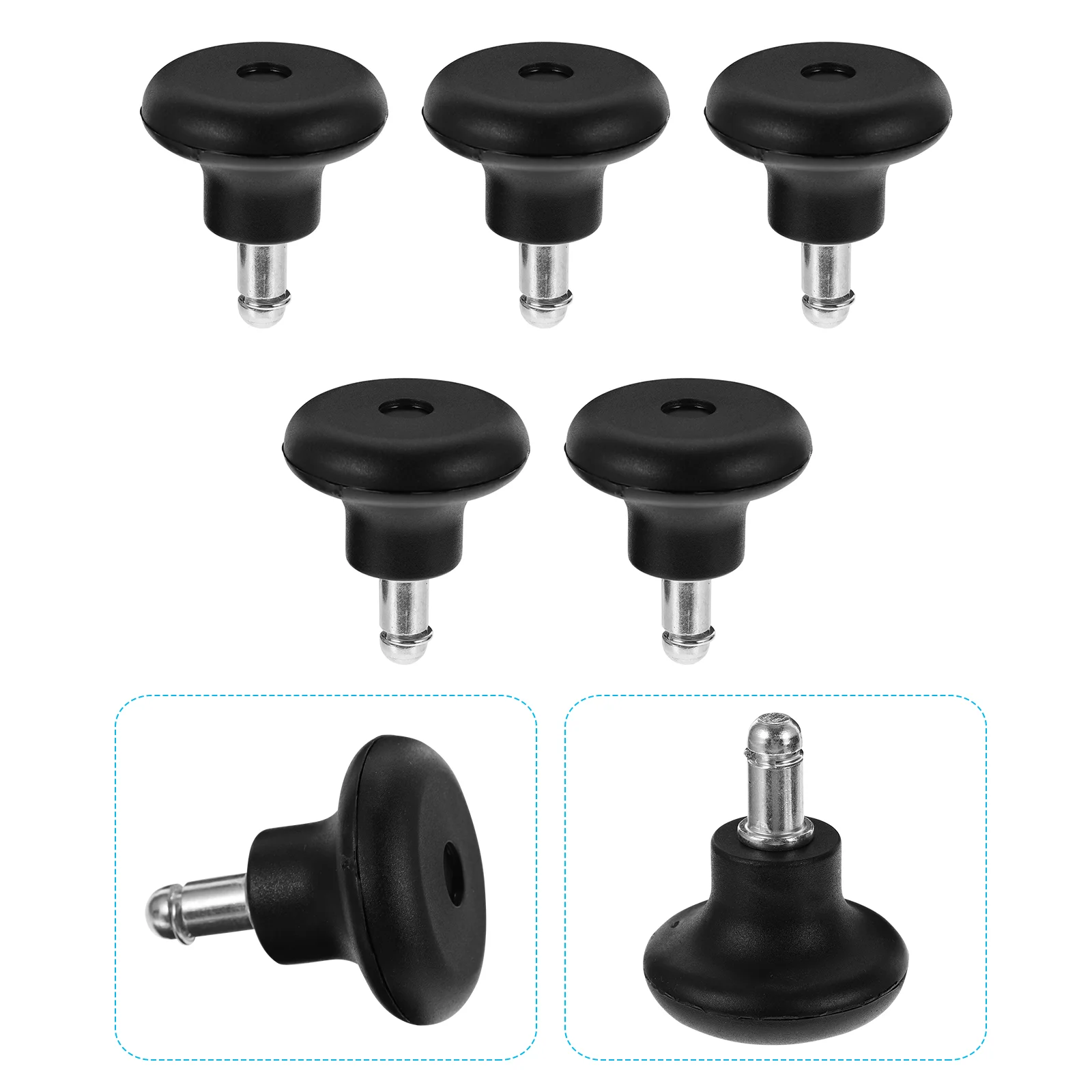 1 Set 5Pcs 2in Office Chair Wheels Practical PU Chair Fixed Casters (Black) dollhouse 1 12 scale miniature furniture black pu hand carved chair set