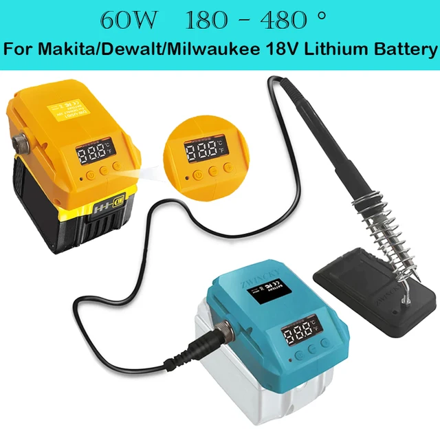60W Wireless Electric Soldering Iron For Makita/Dewalt/Milwaukee 20V battery Welding Tool with Stand 180-480 ℃ Fast Heating