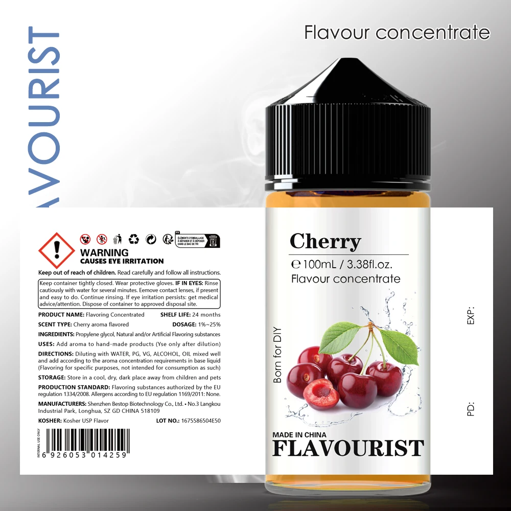 FLAVOURIST Cherry aroma flavor Water solubility flavouring Concentrate fruit flavored for DIY hand-made products essential oil flavoring