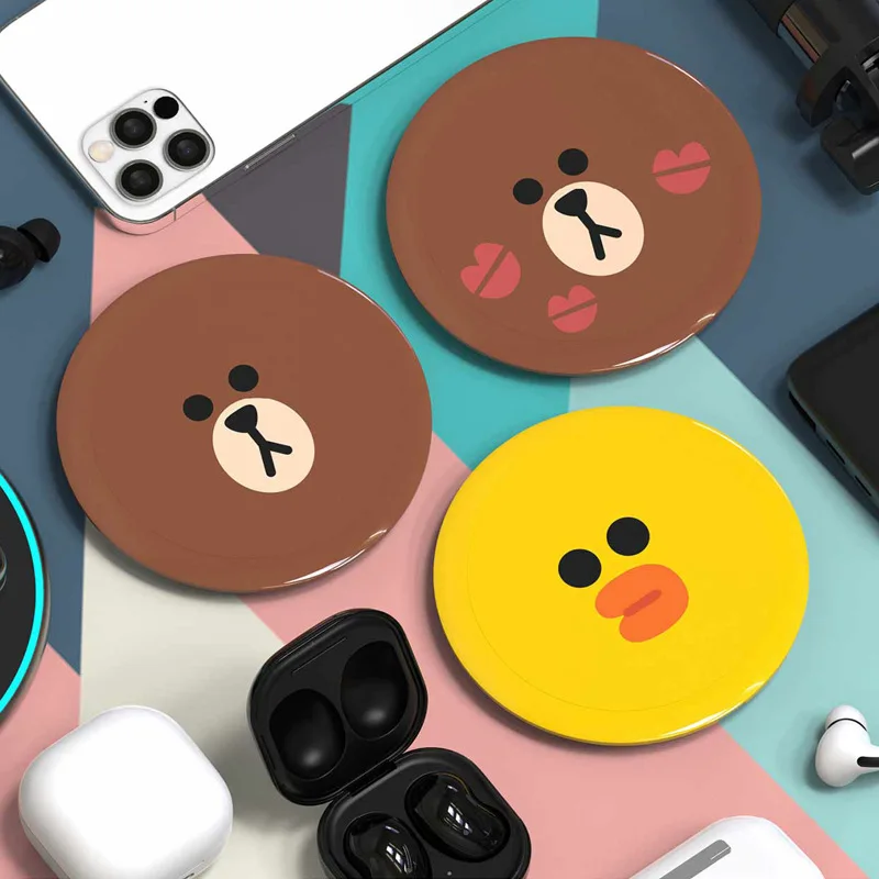

Беспроводное зарядное устройство Line Friends для ПК с мультяшным рисунком, быстрая зарядка, портативное беспроводное зарядное устройство