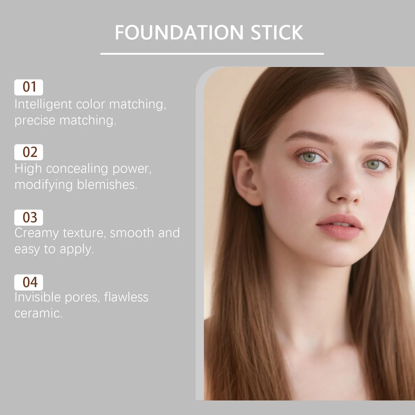 Foundation Stick 2 In 1 For Uneven Skin Tone Lightweight Matte_voghion.com