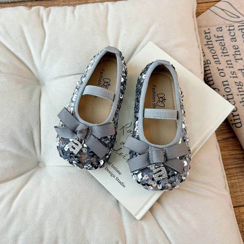 Girl Shoes Sequins Bow Ties Exude Pirncess Shoe Kid Shoe for Girls Baby Girl Shoe Leather Shoes for Girl Zapatos Niña Туфли 2024 6