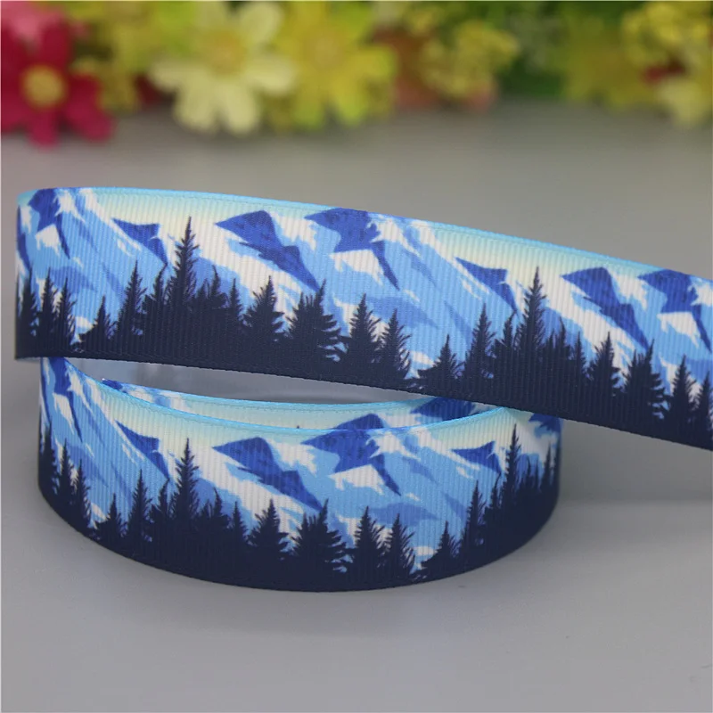 DUWES 50yards State Deer Forest Wolf Printed Grosgrain Ribbon Accessories Material Headwear Decoration DIY Sewing Craft D2110