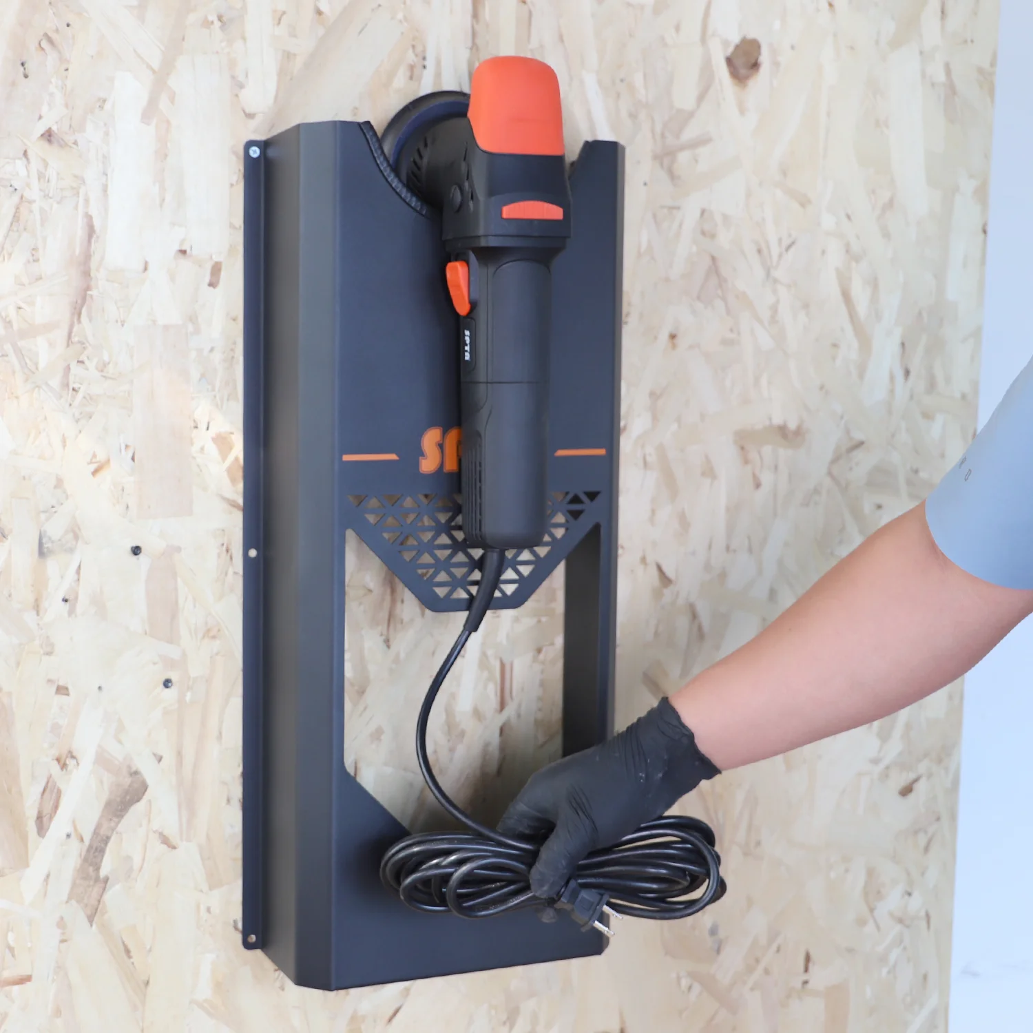SPTA Single Wall Holder for For Universal Dual Action & Rotary Polishers Detailing Storage 64*8*23 cm