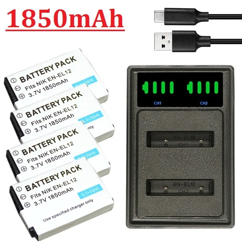 En-El12 En El12 1850Mah Batteria Per Nikon Coolpix S9100 S9200 S9050 P300 P310 P330 S6200 S6300 S9400 S9500 El12 Batteria Della Fotocamera