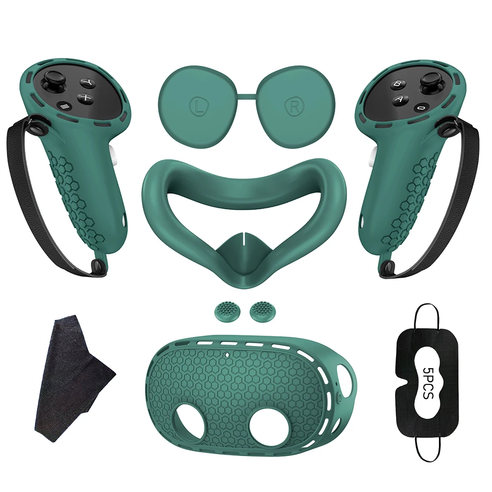 Silicone Cover Set Controller Grips VR Shell Cover VR Silicone Case Face Cover Lens Cover for Meta Quest 3S Accessories