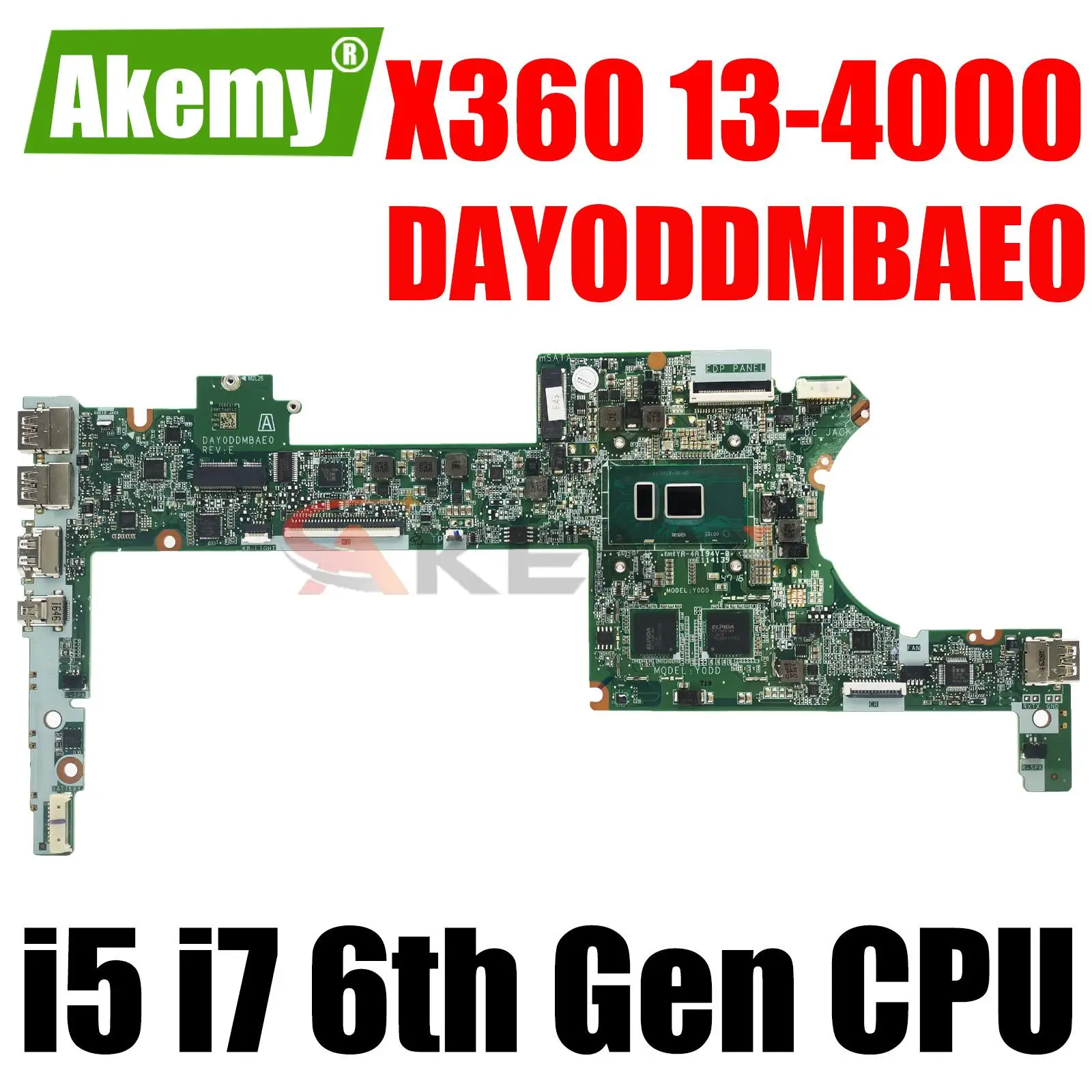 

Mainboard DAY0DDMBAE0 For HP Specter X360 G2 13-4000 13-4100 Laptop Motherboard With I5 I7 6th Gen CPU 4GB 8GB RAM