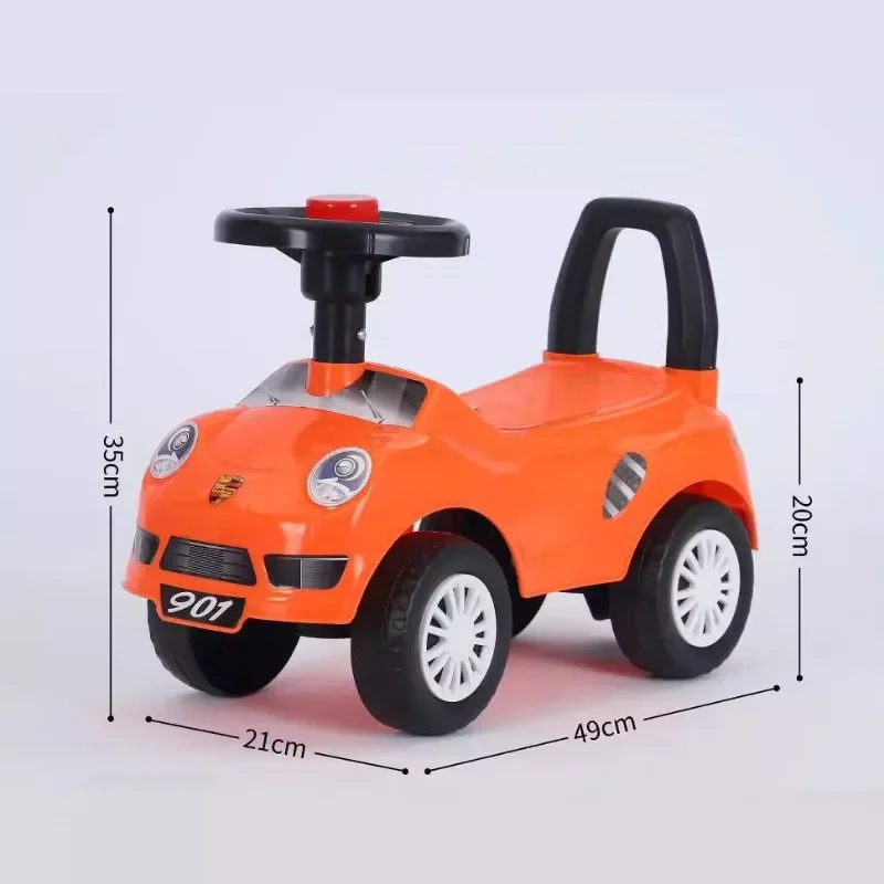 Children's Four-wheel Sliding Walker with Lighting Music Push Rail Toy Car Anti Rollover Exercise Balance Sturdy and Durable