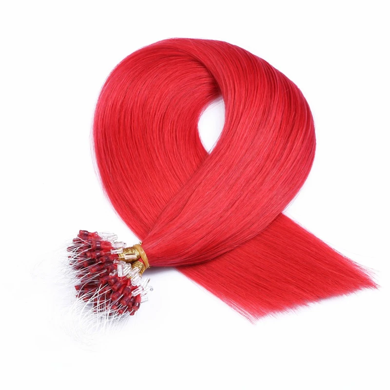 Mongolian Straight Natural Hair Extensions Micro Ring Human Hair 100 Strands Pre Bonded Micro Loop 14"-28" Fusion Human