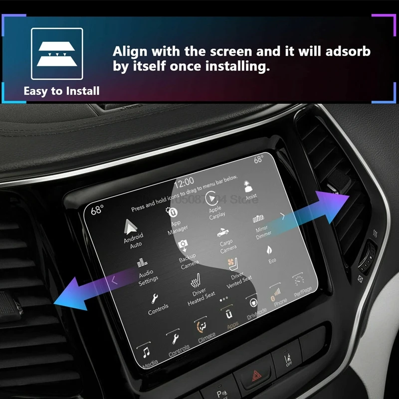 Gehärtetes Glas für Jeep Cherokee 2014–2023, 8,4 Zoll, Navigation, Infotainment, Displayschutzfolie, Zubehör