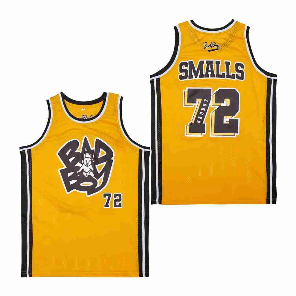 

Men Basketball Jerseys BAD BOY 72 SMALLS Jersey Sewing Embroidery High Quality Outdoor Sports WHITE BLACk Yellow CAMO 2023 New