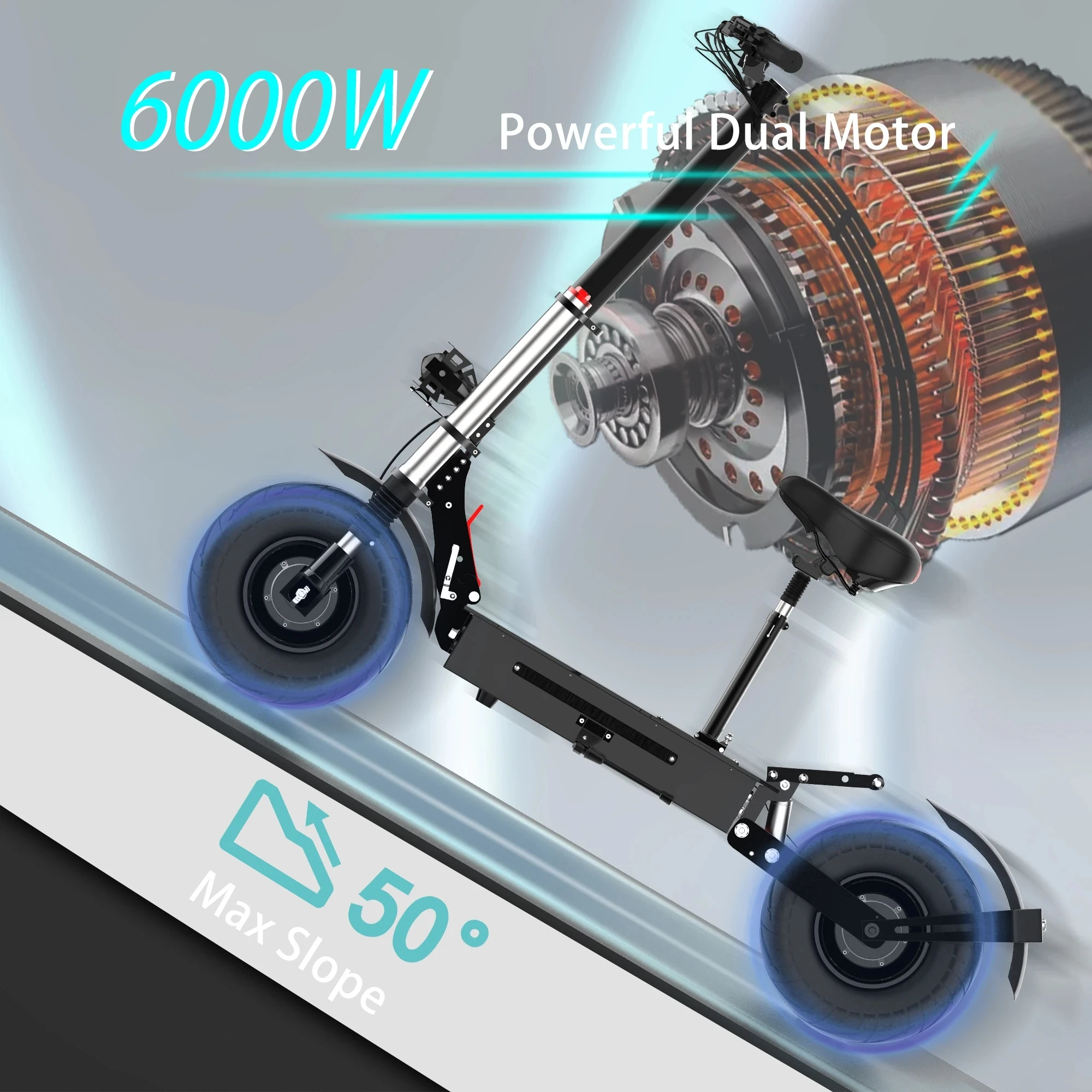 Electric Scooter Super Power Electric Scooter 6000W 72V Dual Motor Electric Scooter Adults 100KM/H Fast Speed 85KM Long Range 26AH/30AH Battery