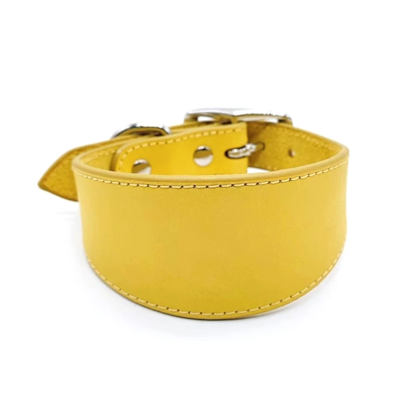 Luxurious Wide Padded Genuine Leather Dog Collar - Comfortable Pet Accessory