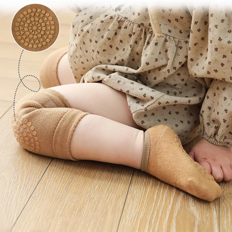 Baby Crawling Knee Pads Socks Set Spring Autumn Infant Floor Anti Slip Sock Knee Protector for Girl Boy Solid Color Toddler Item