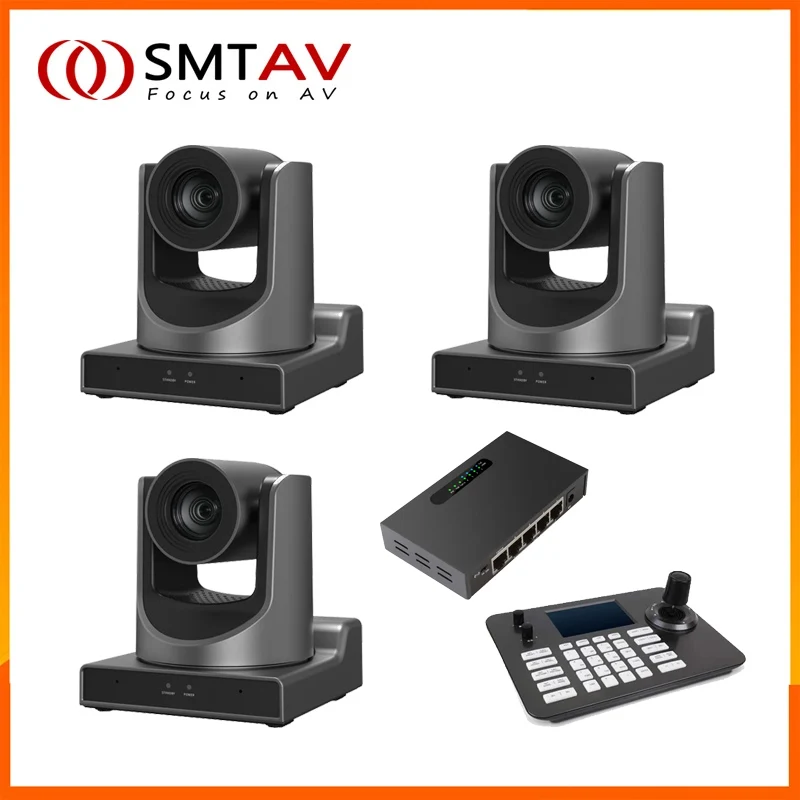 3pcs SMTAV 3PCS 30x Zoom NDI Camera for Church Business with PTZ