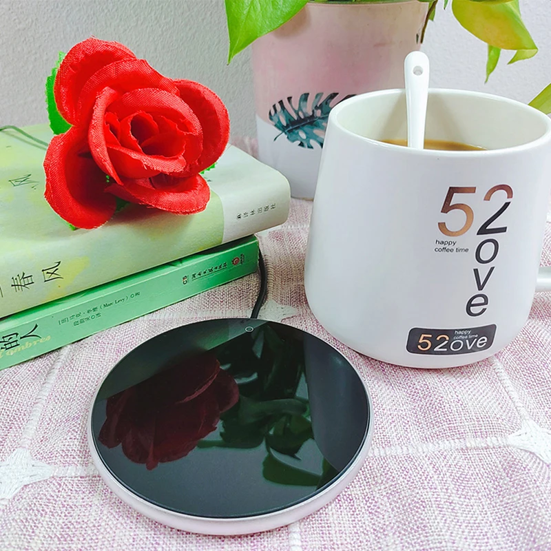 미니 휴대용 USB 컵 워머, 3 기어 커피 머그잔 가열 코스터, 스마트 온도 조절 핫 플레이트, 밀크 티 물 가열 패드 히터