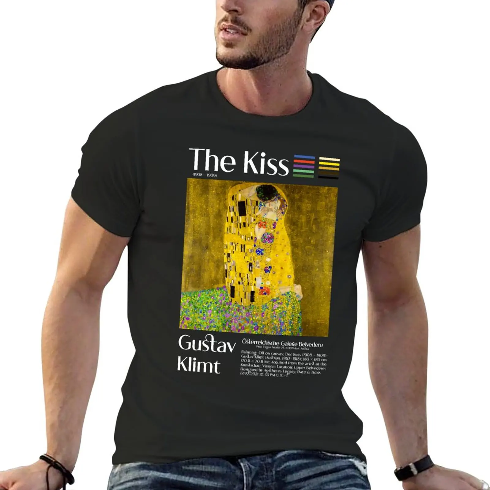 

New The Kiss by Gustav Klimt Famous Art Nouveau Painting T-Shirt graphics t shirt sweat shirt Men's cotton t-shirt
