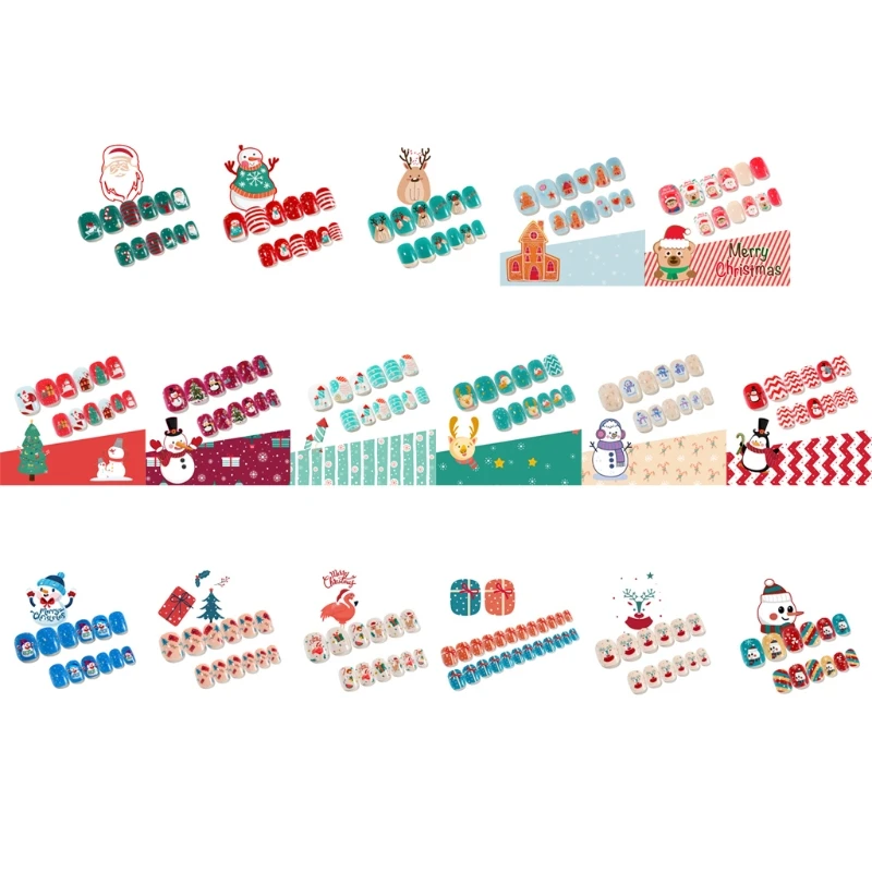 

Christmas Press On Nails Short False Tips Short Wearable Adult/child