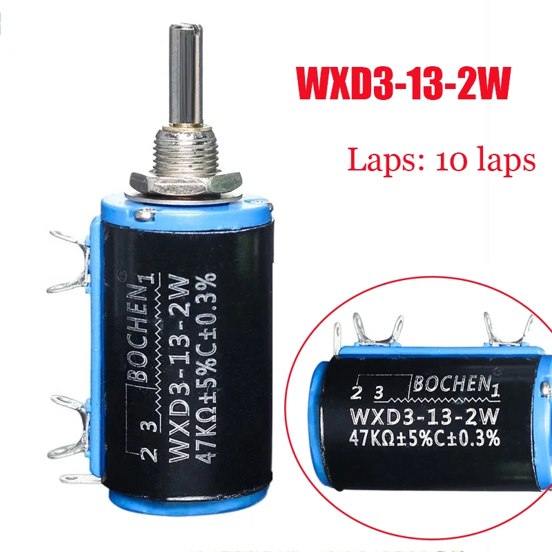 1PC WXD3-13-2W 10 Laps Wirewound Multi-turn Potentiometer 1K 4.7K 6.8K 10K 22K 68K 100K 100R 220R 680R Ohm with Rotary Knob