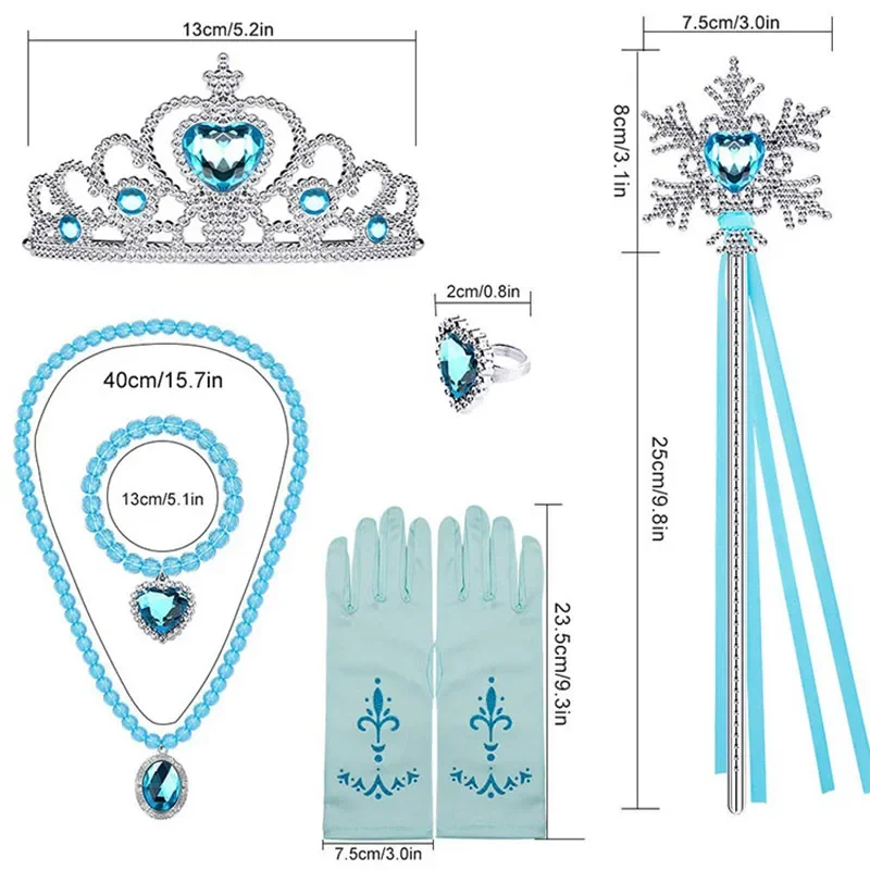 Princess Elsa Cosplay Accessories Gloves Wand Crown Jewelry Set Wig Braid for Snow Queen Princess Dress