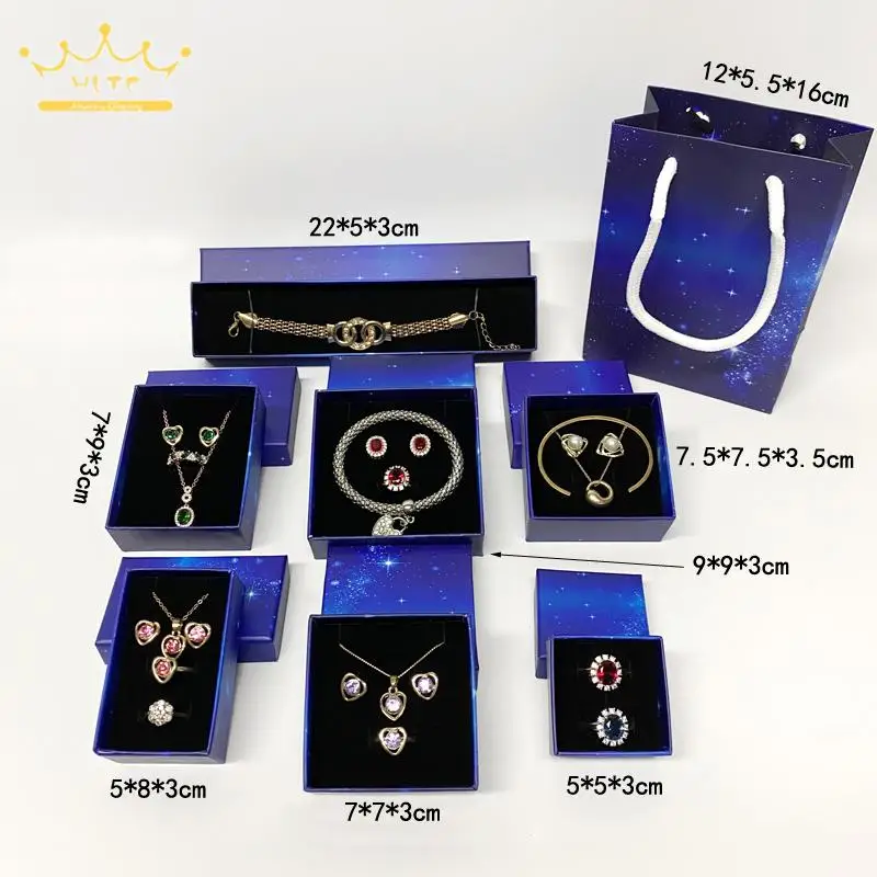 Dark Blue Starry Sky Jewelry Packaging Gift Box Ring Necklace Storage Paper Box Bracelet Box 10Pcs/lot