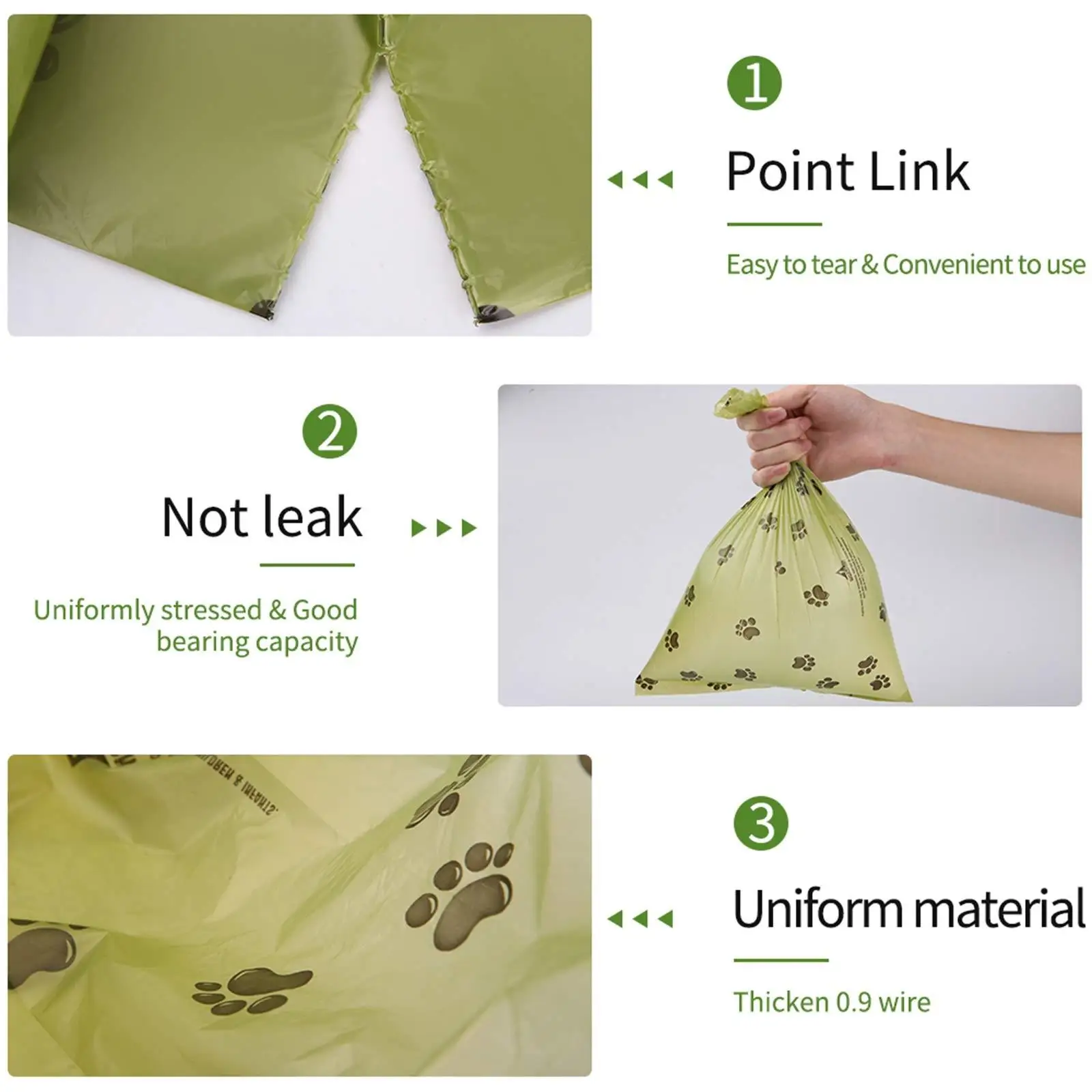 40 Rollen (600 Beutel) Auslaufsichere Hundekotbeutel mit Pfotenabdruck-Design - Einfache Öffnung für Müheloses Aufsammeln -, Reise- und Heim-Kotbeutelhalter – Detail 5