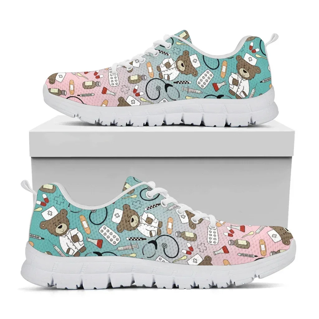 Women's Casual Sneakers Cute Medical Bear Print Flats Woman Cute Gradient Nursing Footwear Females Spring Loafers 3