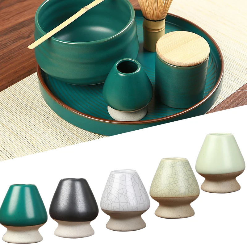 Japanese Ceramic Matcha Green Tea Chasen Holder Tea set accessories Stand Bowl Bamboo Whisk Grinder Brushes Tools Holder