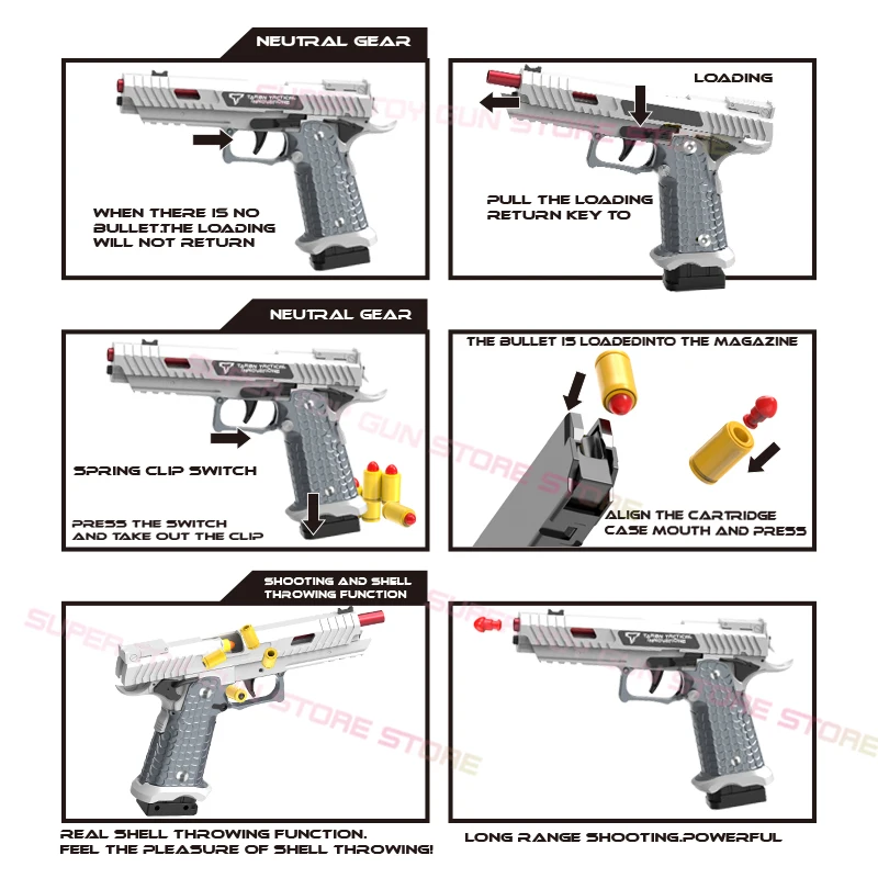 2024.Shell Ejection 2011 Pistol  Empty Hanging 1911 Continuous Soft Bullet Launcher Toy Gun (Quick Disassembly) 3