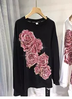 Rose Stamping Diamond Luxury Women's Sweatshirts Plus Size Autumn Winter Ladies Pullover Big Size Fashion Trendy Aesthetics Tops