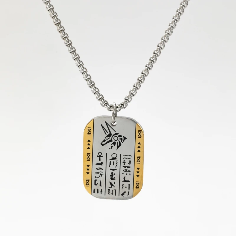 Eye of Horus Anubis Label Pendant Stainless Steel Anti-Allergy Pendant Necklace - Image 5