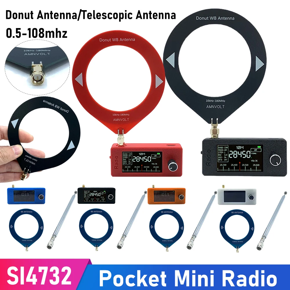 Radio Receiver SI4732 0.5-108mhz Portable Radio 1.9inch IPS Screen FM/AM HF SW MW VHF