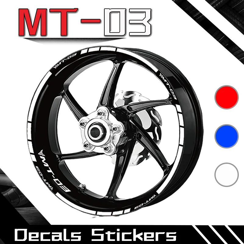 For MT-03 MT03 Motorcycle Front Rear Wheel Decals Stickers Tire Stripes Reflective Waterproof Stickers mt03