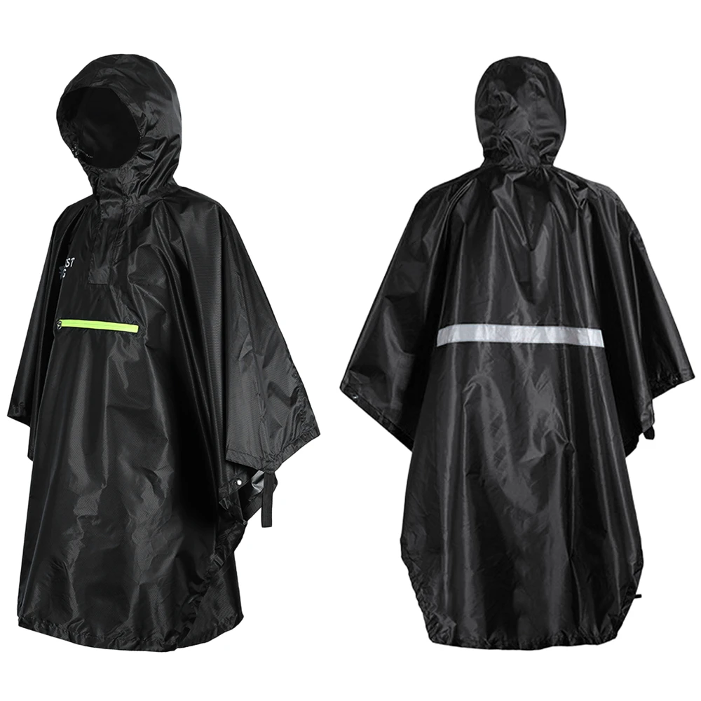 Outdoor Waterproof Mens Rain Poncho - Reflective Strip Rain Cape for Men and Women - Raincoat with Reflector for Bicycle Commuting