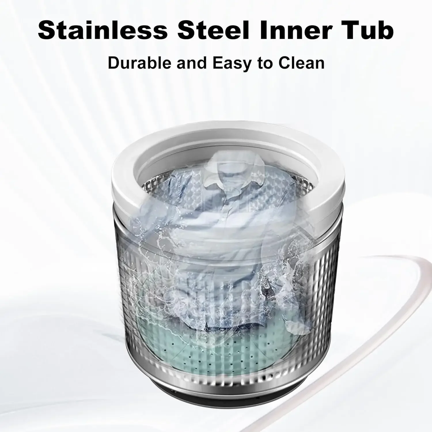 1.7 Cu.Ft. Portable Washing Machine Fully Automatic Compact Washer and Spinner Combo, 6 Wash Program, Transparent Lid, White 6