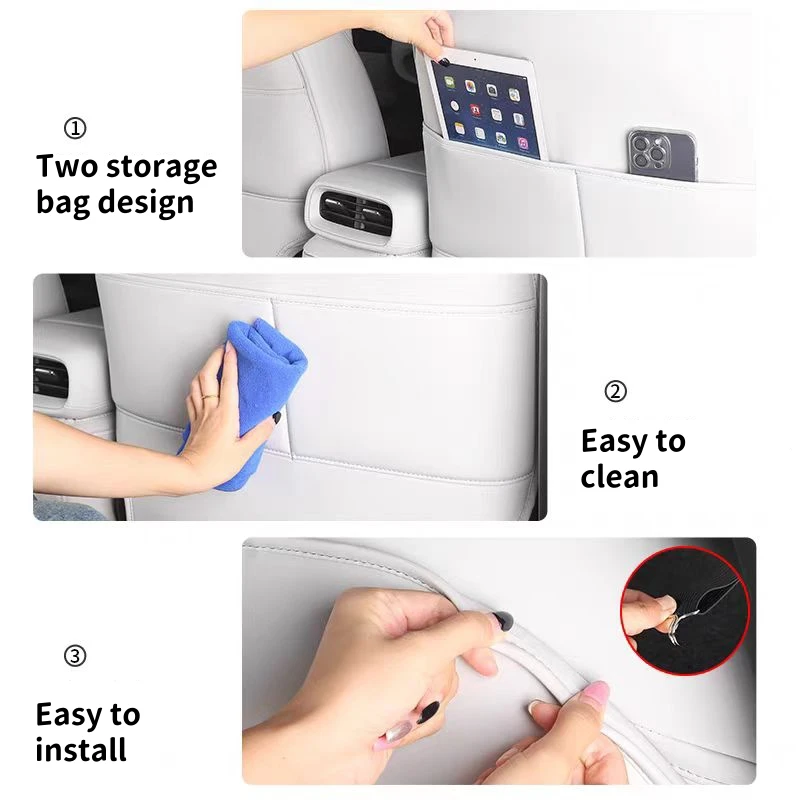 For Xpeng G6 Leather Seat Back Kick Protector Backseat Kick Mat Seat Cover Waterproof Armrest Box Anti